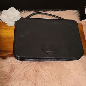  Bellido Black Leather Portfolio Embossed Carriage Emblem Vintage